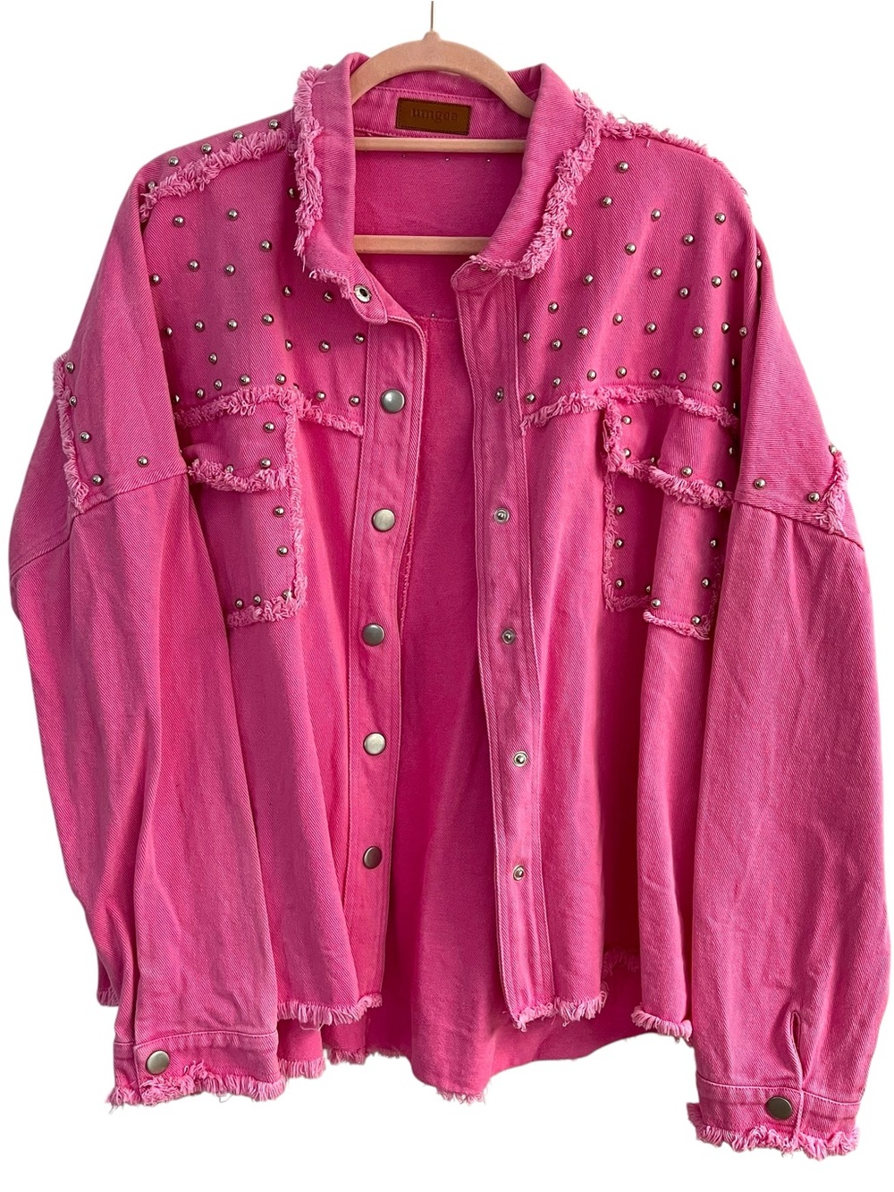 Umgee Denim Studded Barbie Pink Jacket - Picture 2 of 8
